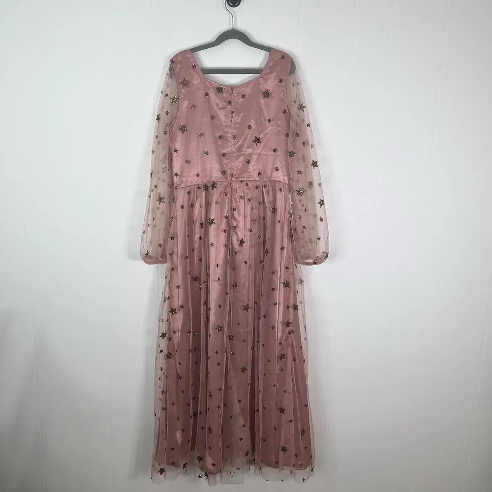 Joyfolie Mia Joy Layla Dress Girls 14 Rose Petal Pink Gold Sequin Stars NWT